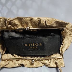 Adige Python Tan Clutch Snakeskin Clutch Bag Crissbody Designer.